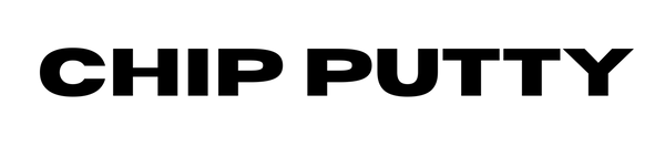 Black 'CHIP PUTTY' text on a transparent background