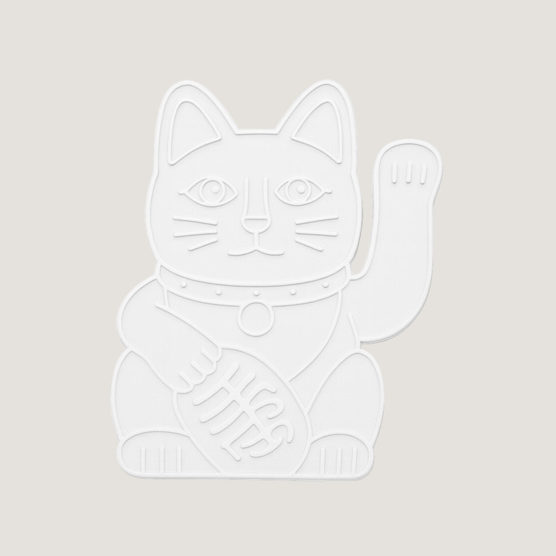 Matte white Maneki-neko cat golf ball marker with raised paw – CHIP PUTTY GOLF